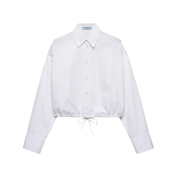 Prada Cropped White Shirt With Classic Collar - NWT - Picture 1 of 6